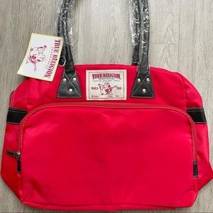 New with tags True Religion Black Red Travel Athletic Sport Carry-On/Duffle Bag